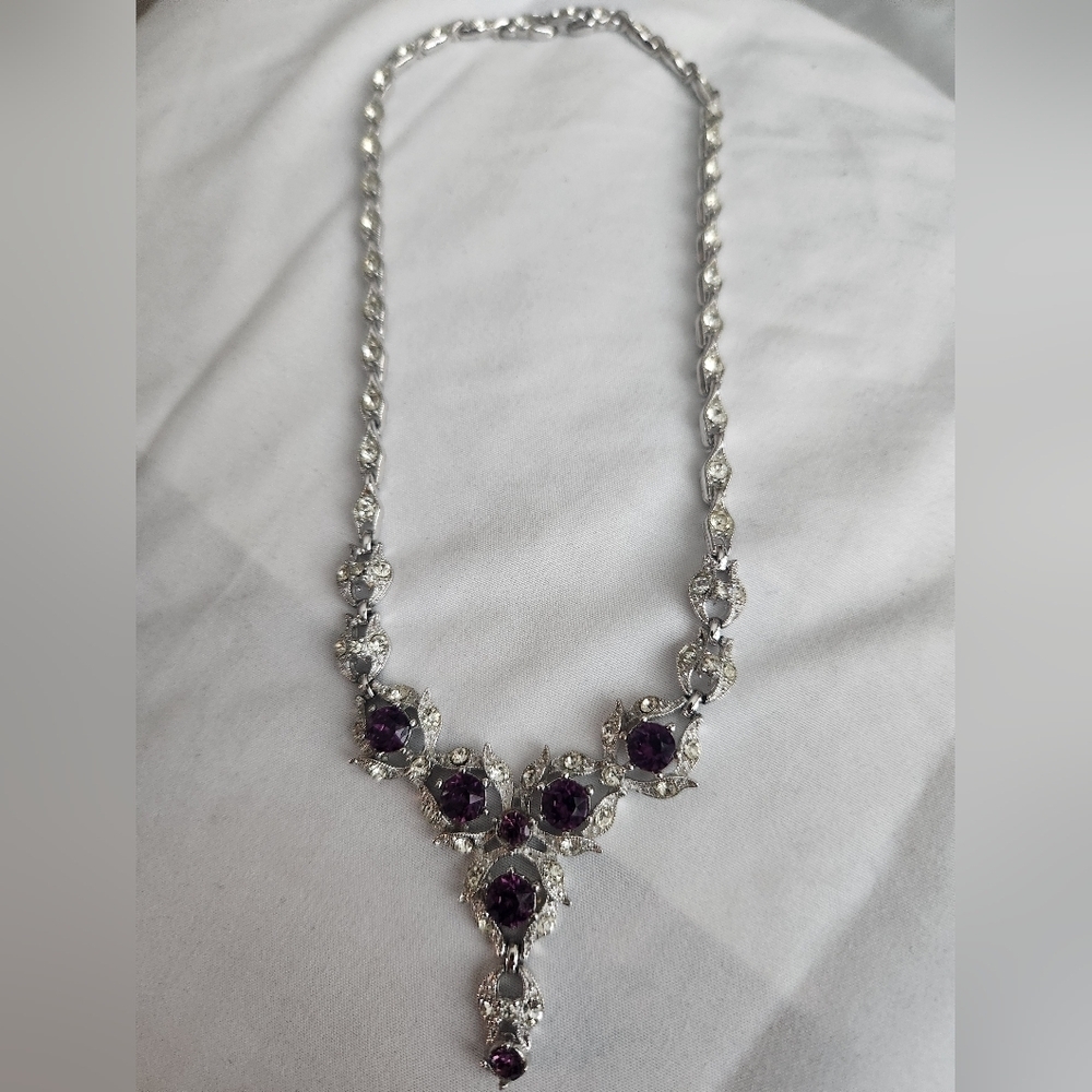 American Mid Century Bogoff Rhinestone Necklace Wedding Bridal Jewelry